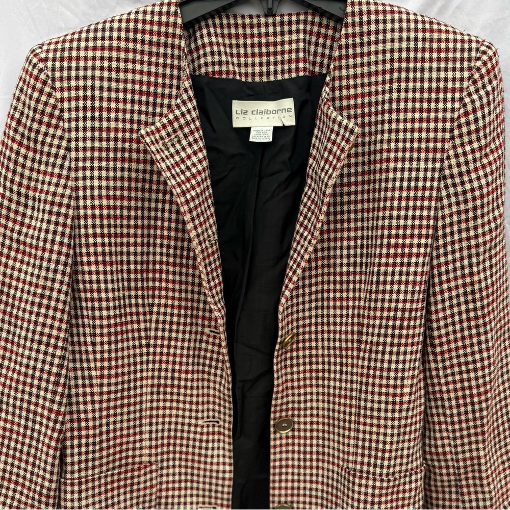 Vintage Liz Claiborne Plaid Check Ladies Blazer Jacket size 4